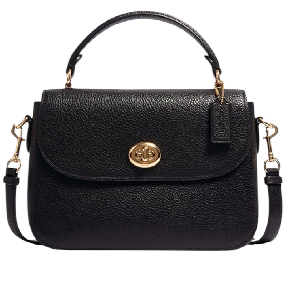 Coach Marlie Top Handle Satchel Leather Crossbody Purse Clutch Bag Black C1557